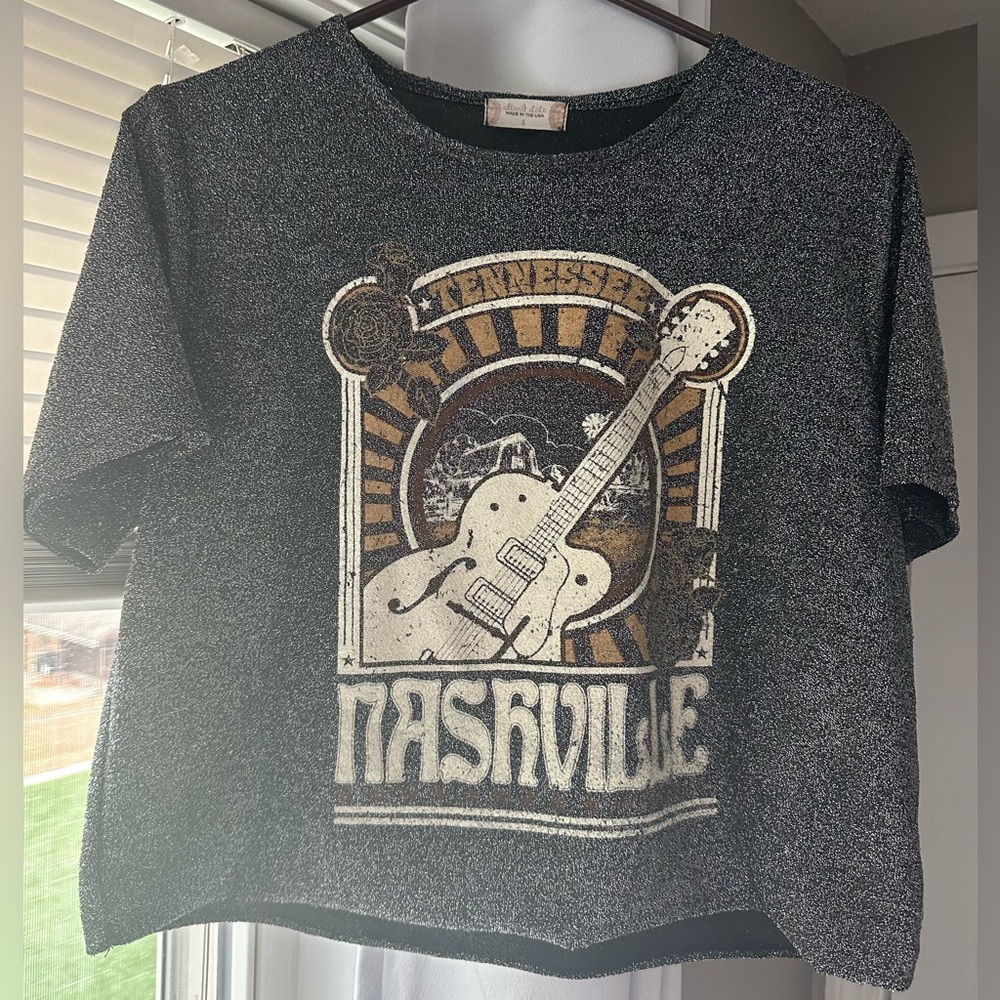 Altar’d State Nashville Cropped Sparkle Shirt